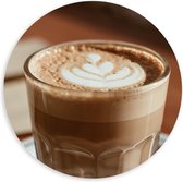 Forex Wandcirkel - Lekkere Cappuccino Koffie - 100x100cm Foto op Wandcirkel (met ophangsysteem)