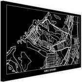 Schilderij Map van Abu Dhabi, 2 maten, zwart-wit, Premium print