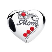 Hart Mom bead zirkonia | moeder mama bedel | Zilverana | geschikt voor Biagi , Pandora , Trollbeads armband | 925 zilver