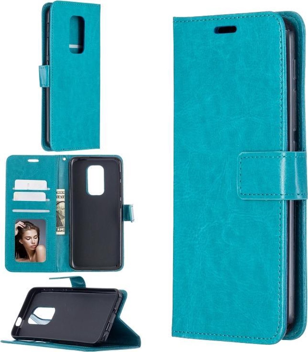 Portemonnee Book Case Hoesje Geschikt voor: Motorola Moto G9 Play & E7 Plus - Turquoise