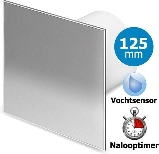 SWANEW Geluidsarme afzuigventilator, 100 mm, met vochtsensor, instelbare bedrijfstijd, voor badkamer, toilet en keuken, wit