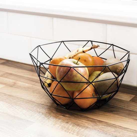 Coupe à fruits Krumble en métal / Corbeille à fruits en fil de fer forme losange / Diamètre 25 cm - Noir