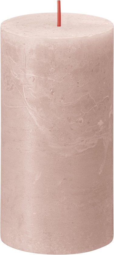 Bolsius - Bougie rustique - Rose poudré - 13cm - 4 pièces