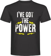 Fitness T-Shirt - Gym T-shirt - Work Out T-shirt - Sport T-Shirt - Regular Fit T-Shirt - Fun - Fun Tekst -  Sporten - I'VE GOT THE POWER - Charcoal - Maat L