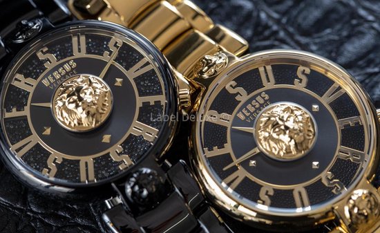 Versus Versace Lodovica Gold Black Lion Head Unica - VSPVS0820 - Dameshorloge - Goud - Swarovski - Goud - Zwart - RVS horlogeband - 38 MM
