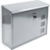 Relaxdays brievenbus metaal - wandbrievenbus gelakt - postbox - afsluitbaar - modern - zilver