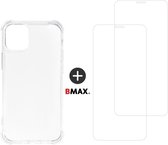BMAX Telefoonhoesje voor iPhone 12 Mini - TPU softcase hoesje transparant - met 2 screenprotectors