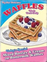 Metalen Wandbord Waffles made fresh daily Wafels - 20 x 30 cm