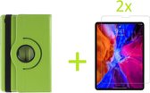 Samsung Galaxy Tab A7 10.4 (2020) Multi Stand Case - 360 Draaibaar Tablet hoesje - Tablethoes - Groen + 2x Screenprotector