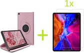 Book Cover Geschikt voor: Samsung Galaxy Tab A7 10.4 (2020) Multi Stand Case - 360 Draaibaar Tablet hoesje - Tablethoes - Rosé Goud + 1x Screenprotector