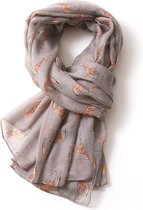 Lichte dames sjaal met giraffen motief | Grijs | mode accessoire | cadeau voor haar