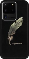 ADEL Siliconen Back Cover Softcase Hoesje Geschikt voor Samsung Galaxy S20 Ultra - Veren Goud