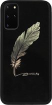 ADEL Siliconen Back Cover Softcase Hoesje Geschikt voor Samsung Galaxy S20 Plus - Veren Goud
