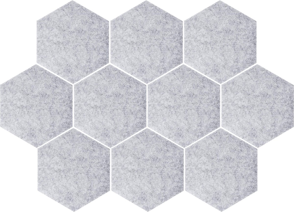 QUVIO Memobord Hexagon bulletin / Wandborden / Planborden / Wand organizer - Set van 10 tegels - Grijs - QUVIO