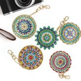 Diamond painting sleutelhanger - Diamond Painting mandala - Diamond painting sleutelhanger set 5 - Diamond Painting accesoires - Diamond Painting volwassenen - Diamond painting kin