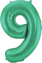 cijferballon 9 groen, 40 inch kindercrea