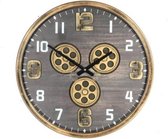 Radarklok - draaiende tandwielen - geluidloos - klok - horloge - industriestijl - industrieel - diameter 46 cm Clock Gear D. Brown 81464 - cadeau - geschenk - relatiegeschenk - origineel