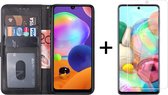 Samsung A32 5G hoesje bookcase zwart - Samsung galaxy A32 5G hoesje bookcase zwart wallet case portemonnee book case hoes cover - 1x Samsung A32 5G Screenprotector