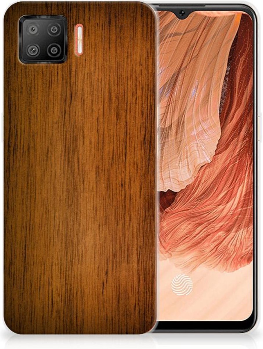 OPPO A73 4G Bumper Hoesje Donker Hout