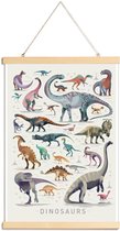 JUNIQE - Posterhanger Dinosauruskaart -30x45 /Kleurrijk
