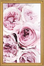 JUNIQE - Poster met houten lijst Roze rozen foto -13x18 /Roze