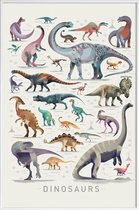 JUNIQE - Poster in kunststof lijst Dinosauruskaart -20x30 /Kleurrijk