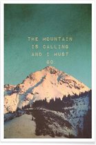 JUNIQE - Poster Mountain Is Calling -60x90 /Ivoor & Turkoois