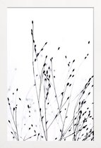 JUNIQE - Poster in houten lijst Black Grass -20x30 /Wit & Zwart