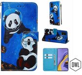 hoesje voor Samsung Galaxy A51 | panda (in bubbel) print | book case wallet cover met ruimte voor pasjes