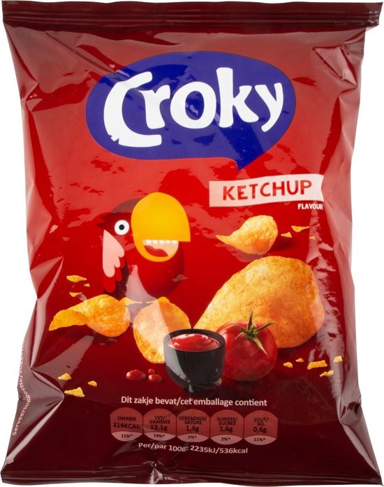 Croky Chips met Ketchup Smaak - Doos 20 zakjes met 40gram | bol.com
