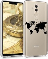 kwmobile telefoonhoesje voor Huawei Mate 20 Lite - Hoesje voor smartphone in zwart / transparant - Wereldkaart design