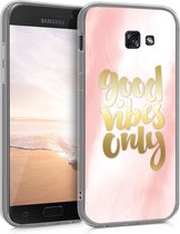kwmobile telefoonhoesje voor Samsung Galaxy A5 (2017) - Hoesje voor smartphone in poederroze / goud / wit - Good Vibes Aquarel design