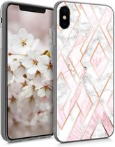 kwmobile telefoonhoesje geschikt voor Apple iPhone XS - Hoesje voor smartphone in roségoud / wit / oudroze - Glory Mix Gekleurd Marmer design