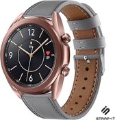 Leer Smartwatch bandje - Geschikt voor  Samsung Galaxy Watch 3 bandje leer 41mm - grijs - Strap-it Horlogeband / Polsband / Armband