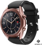 Siliconen Smartwatch bandje - Geschikt voor  Samsung Galaxy Watch 3 41mm siliconen bandje - zwart - Strap-it Horlogeband / Polsband / Armband