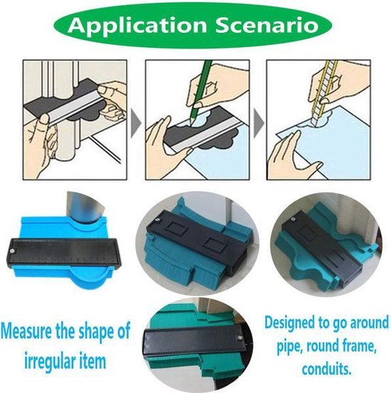 Foto: Profiel kopieer hulp aftekenhulp en duplicator contourmal meetinstrument hoekmeter schuifmaat blauw