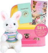 Studio Pets - Speelgoed knuffelset Konijn - BunBun 16cm met koffer, paspoort en stickerboek