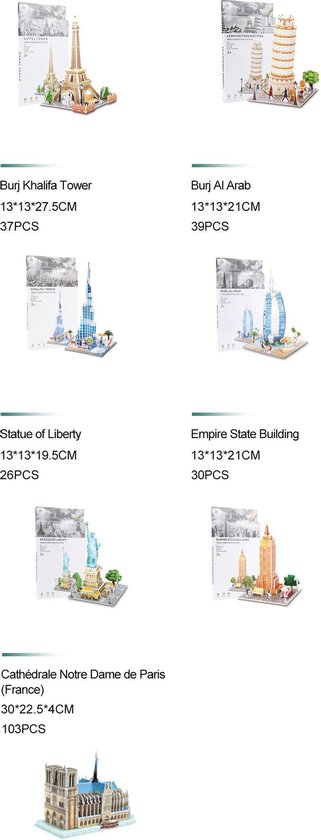 innovatie diep schending 4 verschillende 3D puzzels van Internationale monumenten (Eiffeltoren,  toren van Pisa,... | bol.com