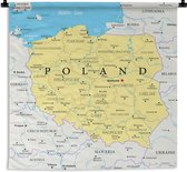 Wandkleed Kaart Polen - Kaart van Polen Wandkleed katoen 180x180 cm - Wandtapijt met foto