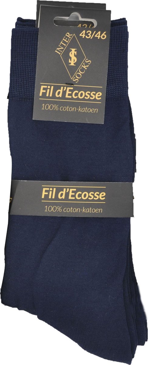 Heren sokken - 2 paar - dunne sokken - 100% katoen - Egyptische katoen - naadloos - blauw - heren maat 43/46