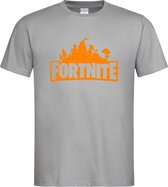 Grijs T shirt met Oranje "Fortnite Battle Royal"  print size M