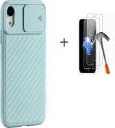 GSMNed – iPhone XR blauw  – hoogwaardig siliconen Case blauw – iPhone XR blauw – hoesje voor iPhone blauw – shockproof – camera bescherming – met screenprotector iPhone XR