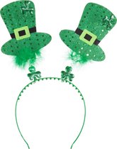 dressforfun - St. Patrick’s Day Hoofddeksel tekst met veren - verkleedkleding kostuum halloween verkleden feestkleding carnavalskleding carnaval feestkledij partykleding - 302546