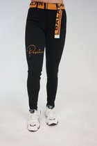 La Pèra Zwarte Jeans Casual Vrouwen Zwart broek  met oranje riem Dames - Maat 28 inch