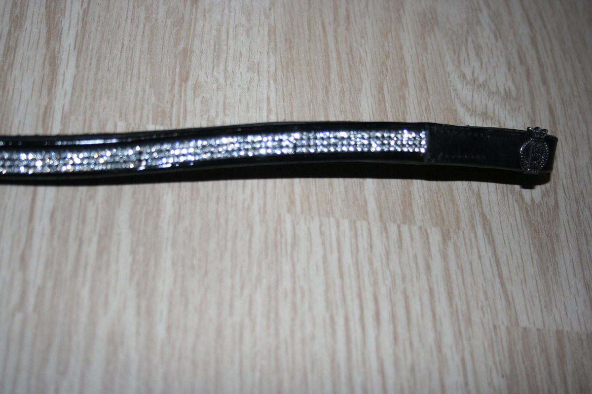 Frontriem Crescendo Strass lak - full - zwart - 42cm