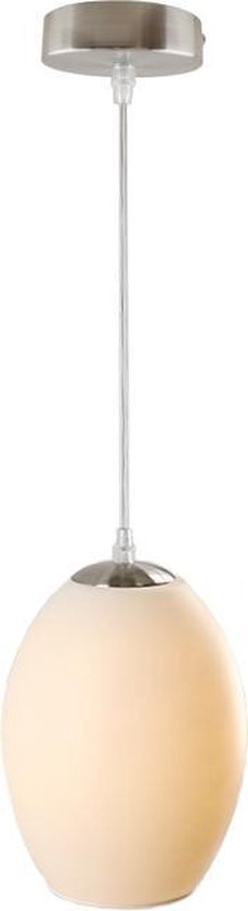 Olucia Giulio - Design Hanglamp - Glas/Metaal - Chroom;Wit - Ovaal - 17 cm