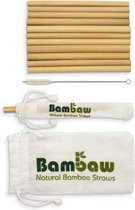 Herbruikbare Bamboe Rietjes | 12 Rietjes 15cm | Opbergzakje | Herbruikbaar Rietje | Sterk & Duurzaam | Cocktail Rietje | Biologisch Afbreekbaar & Milieuvriendelijk | Vaatwasserbestendig | Bambaw