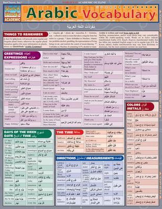 Arabic Vocabulary Quick Reference Guide - cover