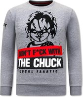 Heren Sweater met Print - Chucky - Grijs