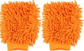 Dubbelzijdige Chenille Microvezel Schoonmaak Handschoen - Oranje - 2 Handschoenen